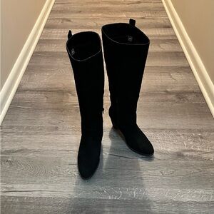DV by Dolce Vita Black Suede Knee-High Heeled Boots